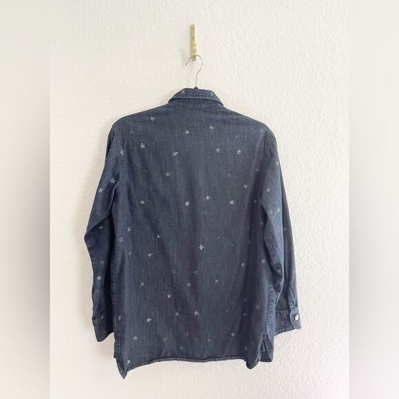 Current Elliott Anthropologie The Perfect Dark wash Denim Boyfriend Shirt. 2 - Picture 4 of 8